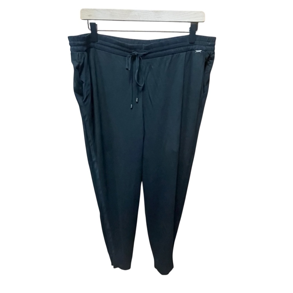St. John Women’s Black Jogger Pants Large Tuxedo Stripe Viscose Spandex Silk